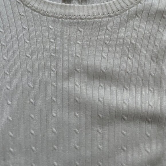 Carroll Reed Cable Knit Sweater Women's M White Pullover Long Sleeves Crew Neck - Picture 7 of 9